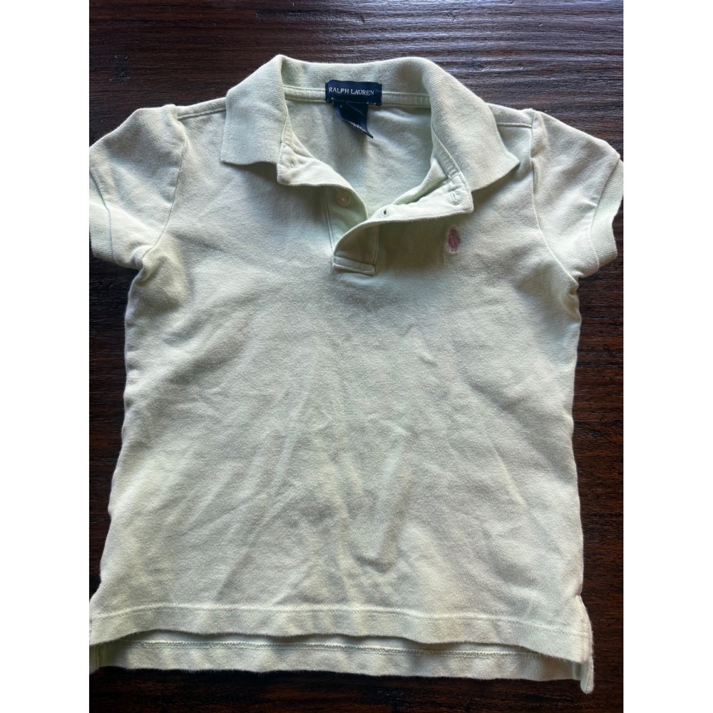 Ralph Lauren Girls Pale Green Polo Shirt Pink Pony Size 7